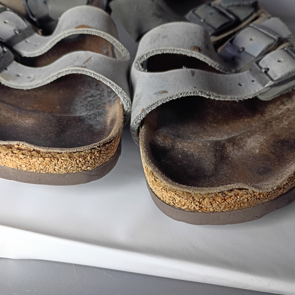 Gray and Black Buckle Sandals - Picture 3 of 11